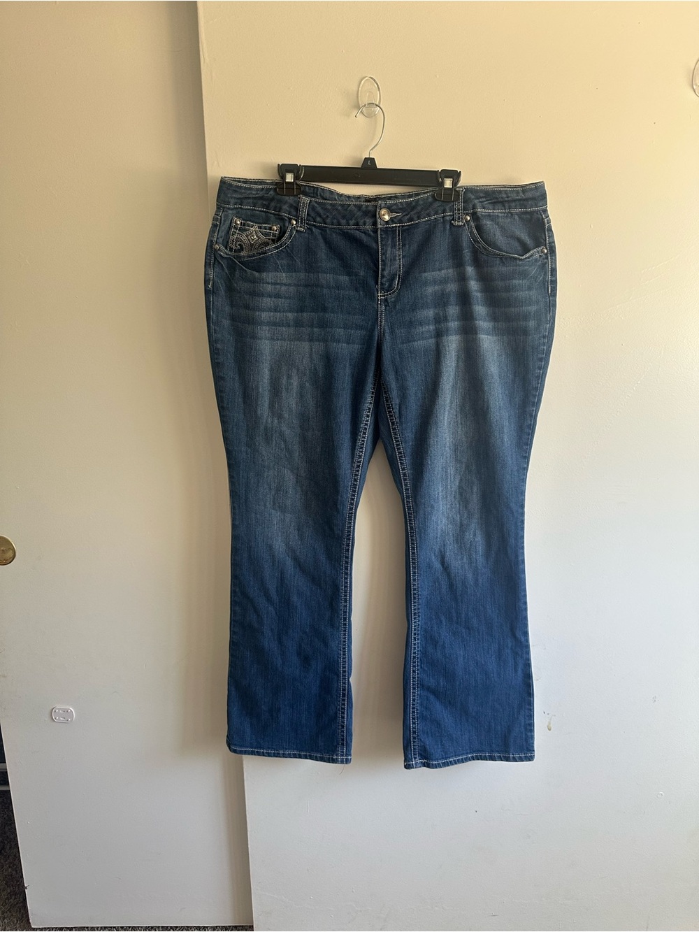 Women's Dark Blue Bootcut Jeans - Comfortable Everyday Fit